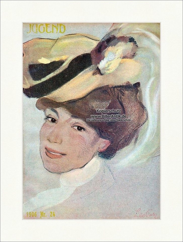 BillerAntik Kunstdruck Titelseite der Nummer 24 von 1906 Leo Putz Frau Portrait Hut Hirth Jug, (1 St) von BillerAntik
