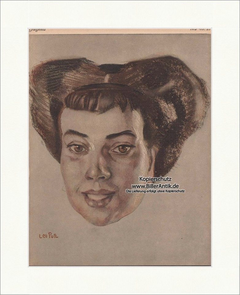 BillerAntik Kunstdruck Titelseite der Nummer 25 von 1912 Jugendstil von Leo Putz Portrait Jug, (1 St) von BillerAntik