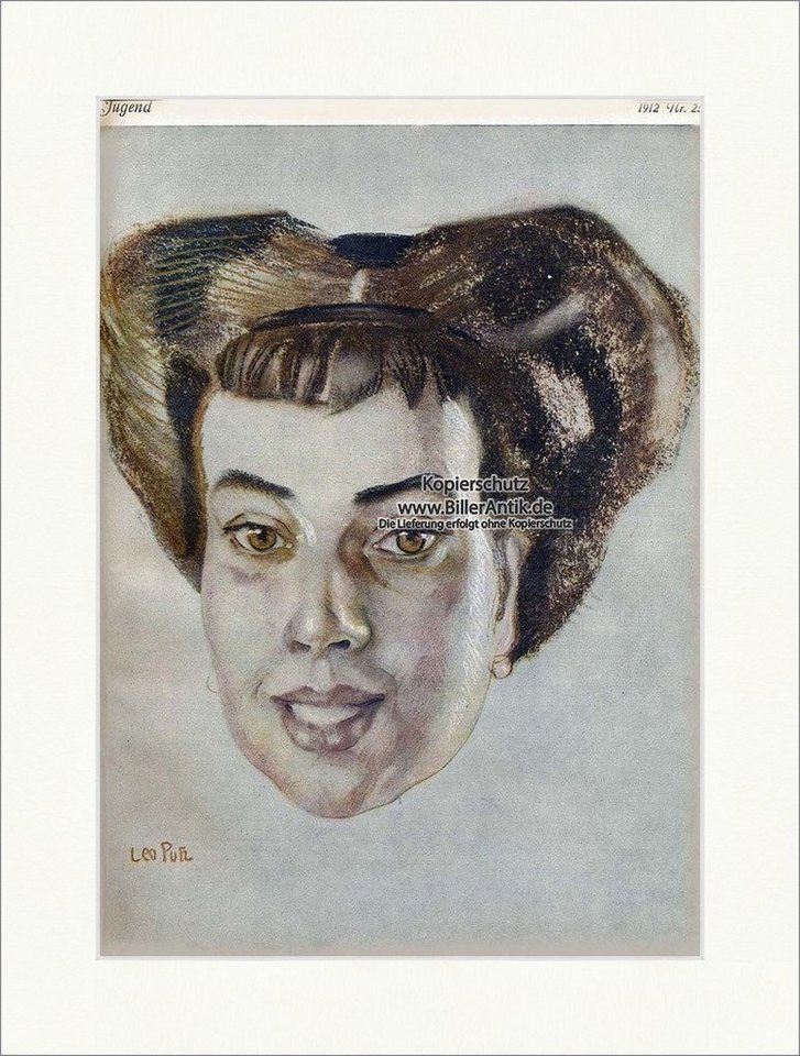 BillerAntik Kunstdruck Titelseite der Nummer 25 von 1912 Leo Putz Frau Portrait Georg Hirth J, (1 St) von BillerAntik