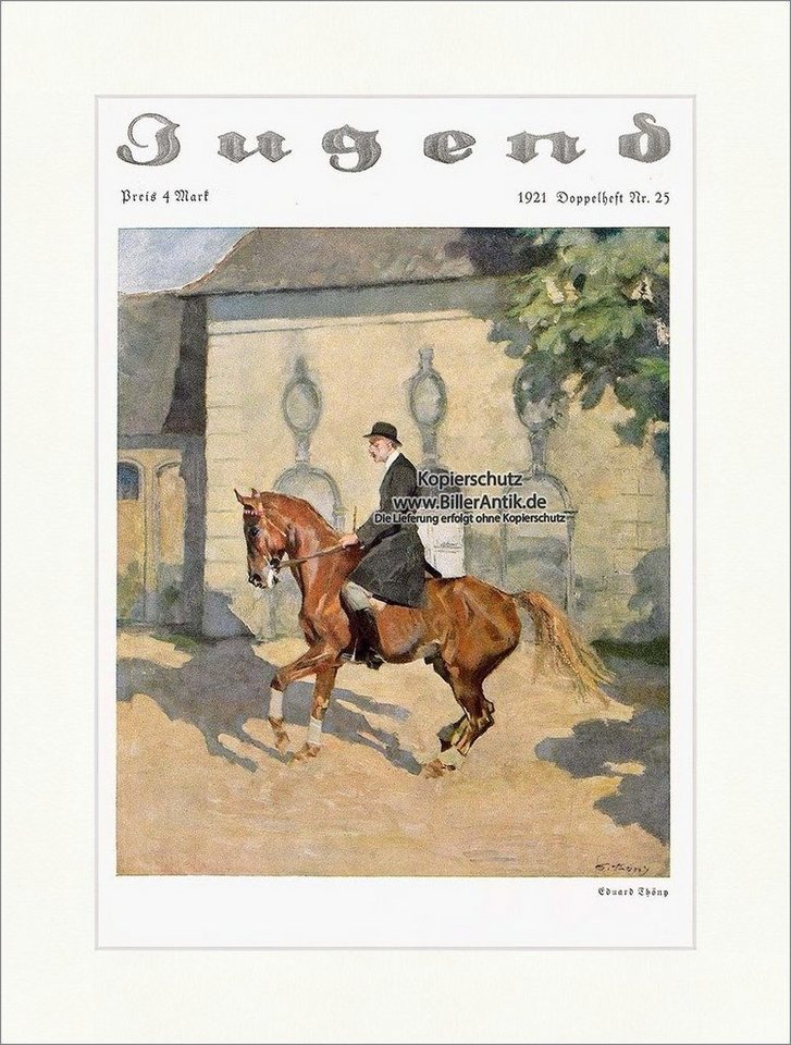 Kunstdruck Titelseite der Nummer 25 von 1921 Eduard Thöny Pferd Reiter Baum Hof J, (1 St) von OTTO