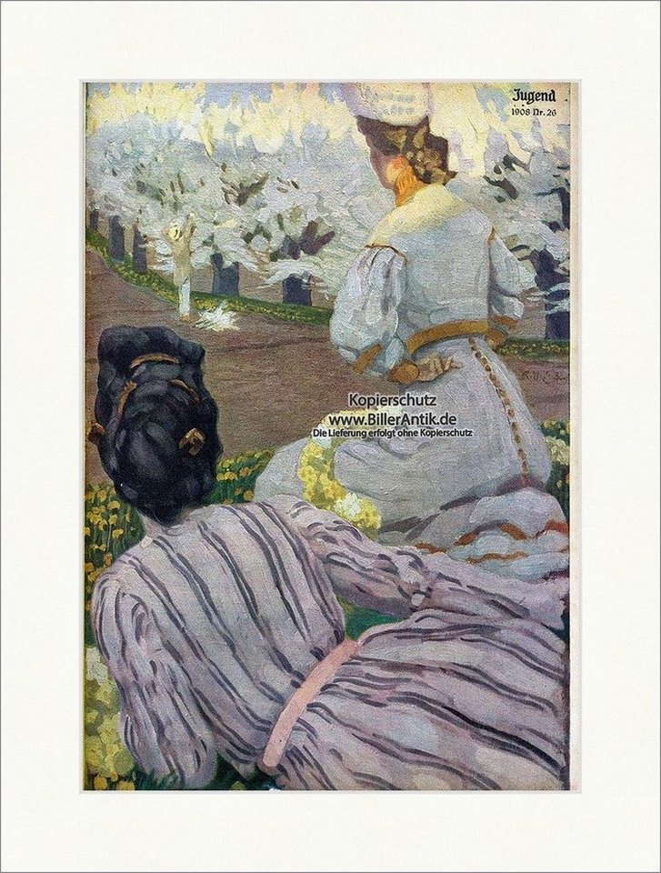 BillerAntik Kunstdruck Titelseite der Nummer 26 von 1908 Reinhold Max Eichler Blumen Jugend 3, (1 St) von BillerAntik