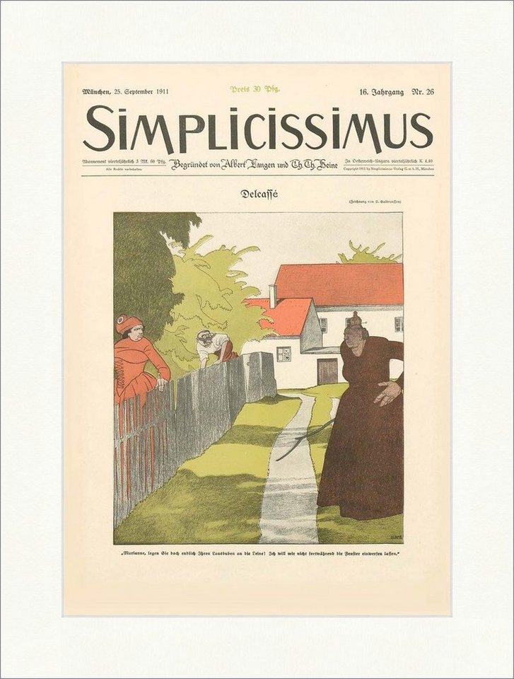 BillerAntik Kunstdruck Titelseite der Nummer 26 von 1911 Olaf Gulbransson Zaun Simplicissimus, (1 St) von BillerAntik