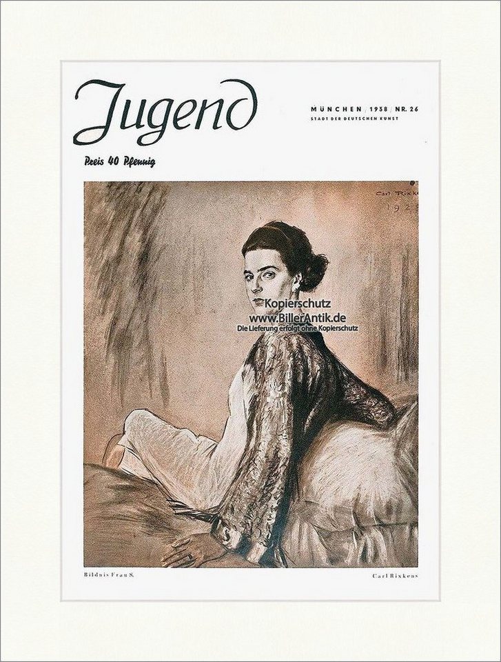 BillerAntik Kunstdruck Titelseite der Nummer 26 von 1938 Karl Rixkens Frau Portrait Bett Juge, (1 St) von BillerAntik