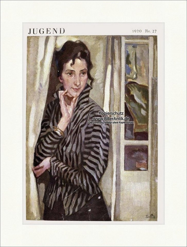 BillerAntik Kunstdruck Titelseite der Nummer 27 von 1920 Leo Putz Frau Portrait Jugendstil Ju, (1 St) von BillerAntik