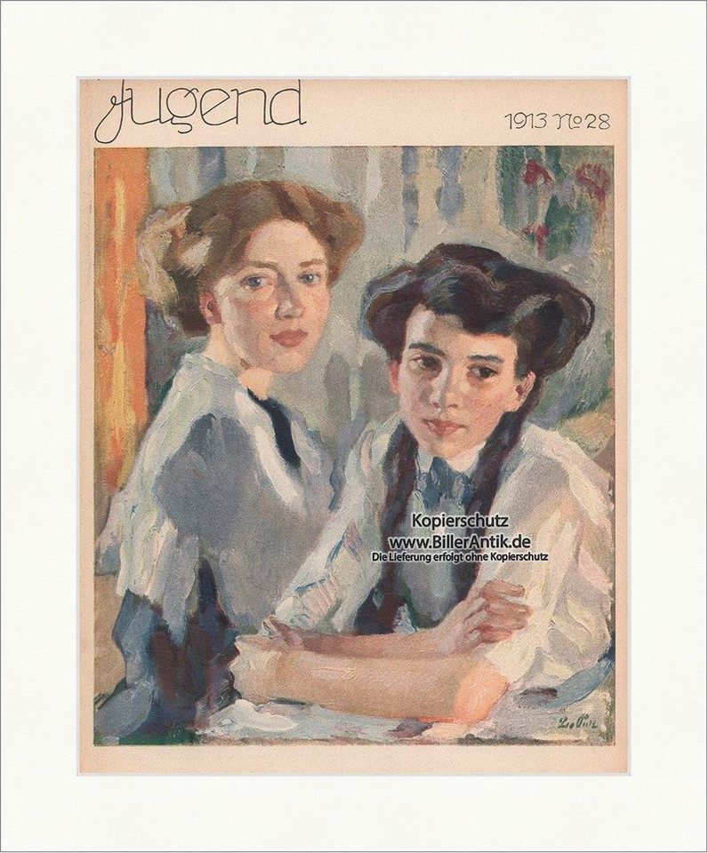 BillerAntik Kunstdruck Titelseite der Nummer 28 von 1913 Leo Putz Portrait Mädchen Schüler Ju, (1 St) von BillerAntik