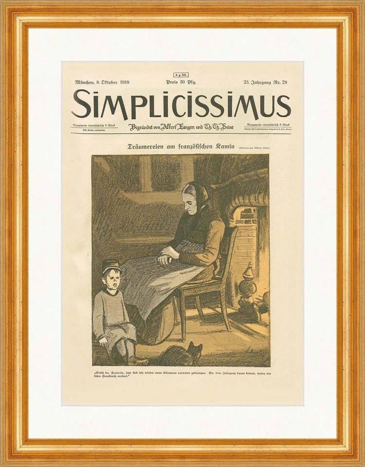 BillerAntik Kunstdruck Titelseite der Nummer 28 von 1918 Wilhelm Schulz Kamin Kind Simpliciss, (1 St) von BillerAntik