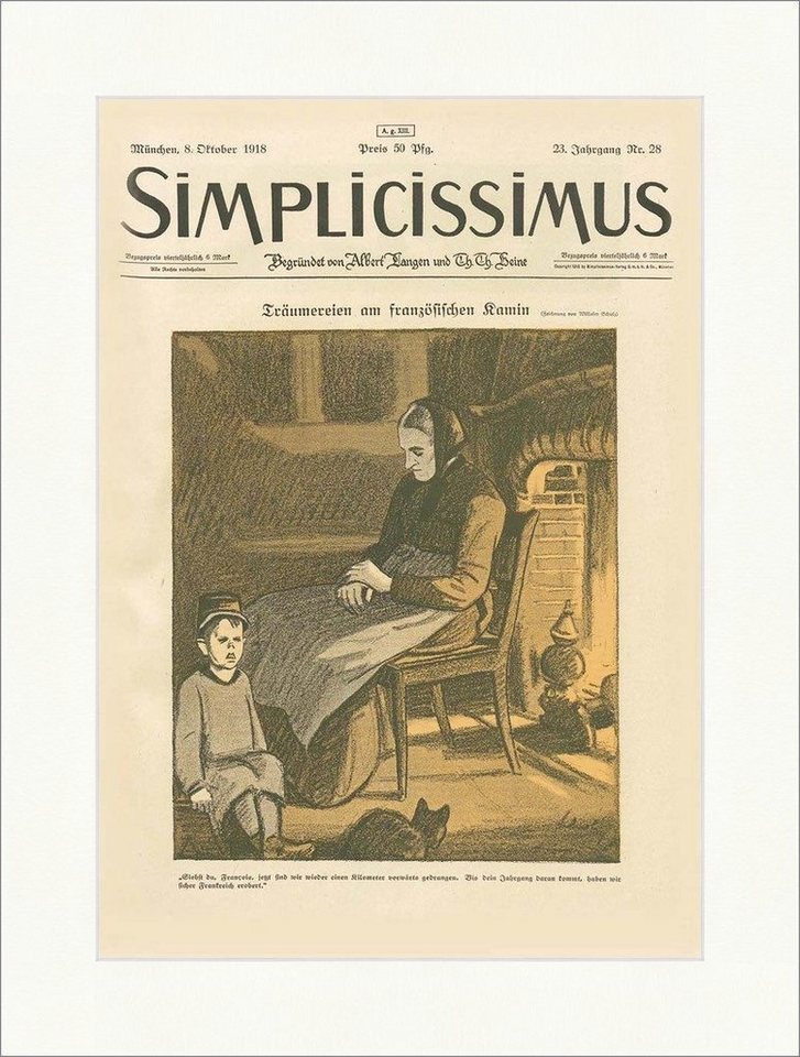 BillerAntik Kunstdruck Titelseite der Nummer 28 von 1918 Wilhelm Schulz Kamin Kind Simpliciss, (1 St) von BillerAntik