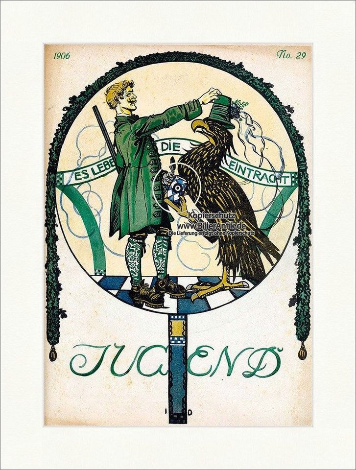 Kunstdruck Titelseite der Nummer 29 von 1906 Julius Diez Adler Bierkrug Jugend 35, (1 St) von OTTO