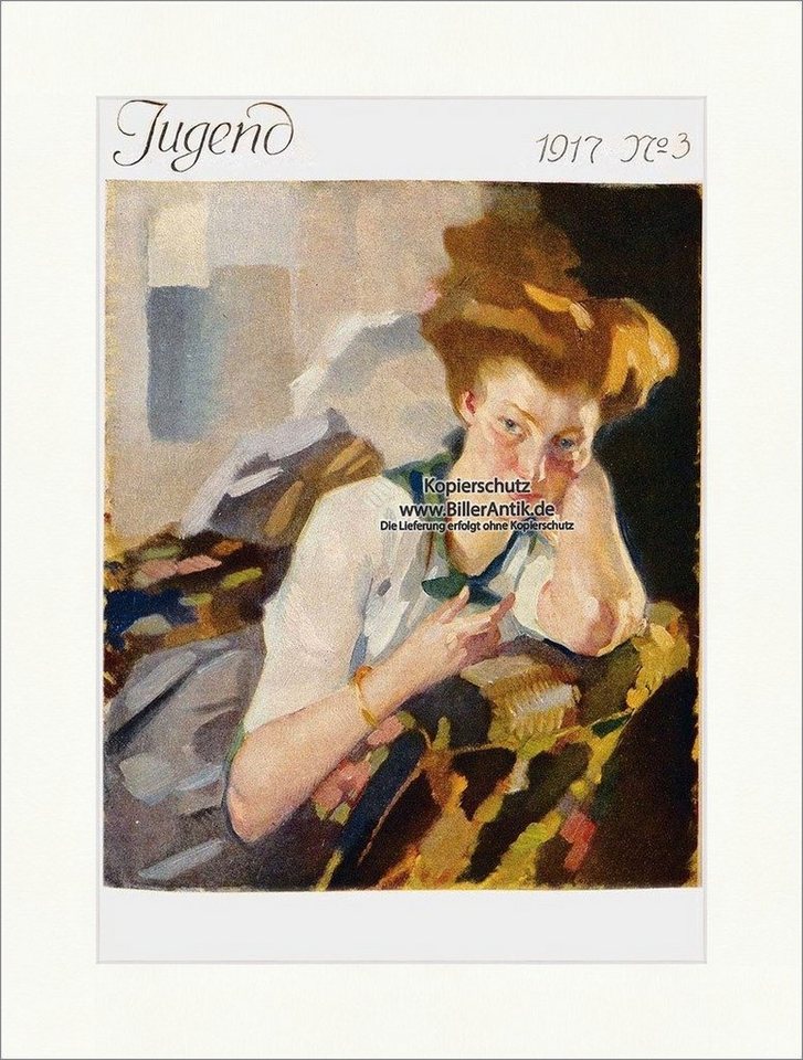 BillerAntik Kunstdruck Titelseite der Nummer 3 von 1917 Leo Putz Frau Portrait Georg Hirth Ju, (1 St) von BillerAntik