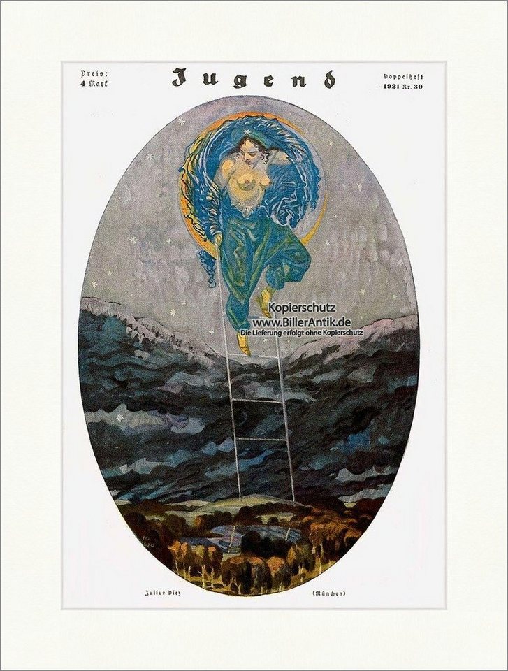 Kunstdruck Titelseite der Nummer 30 von 1921 Julius Diez Frau Wasser Leiter Jugen, (1 St) von OTTO