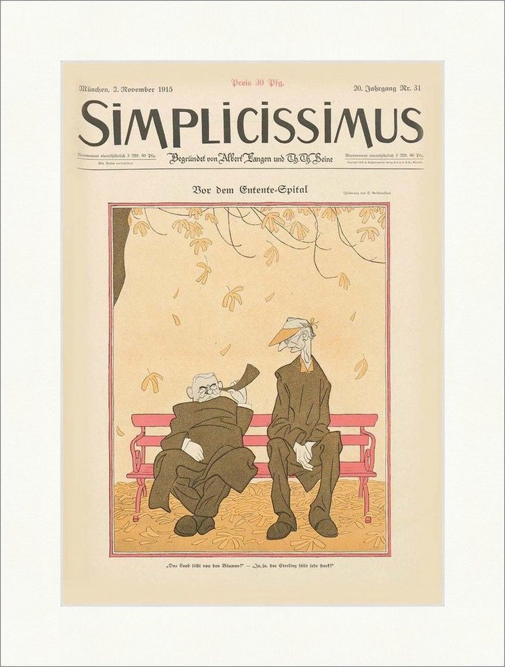 Kunstdruck Titelseite der Nummer 31 von 1915 Olaf Gulbransson Bank Simplicissimus, (1 St) von OTTO