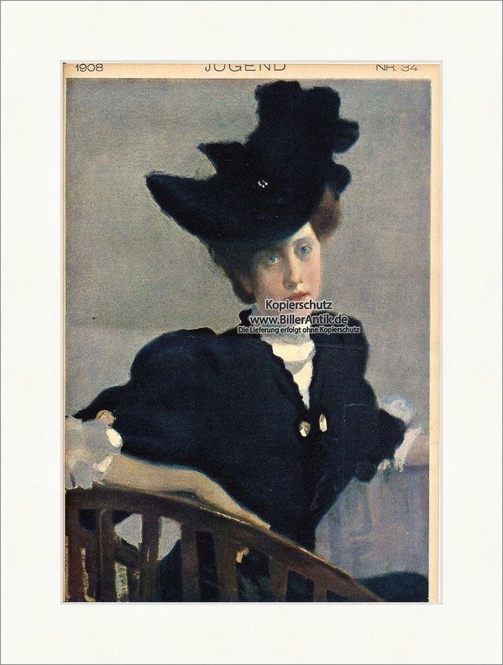 Kunstdruck Titelseite der Nummer 34 von 1908 Rudolf Nissl Frau Portrait Bank Juge, (1 St) von OTTO
