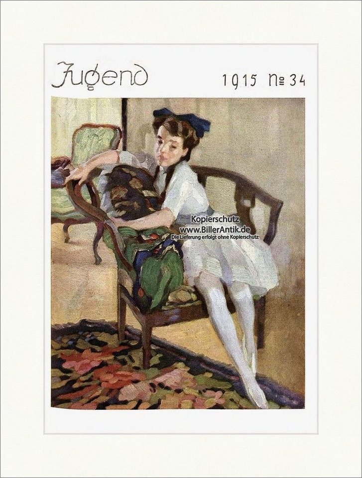 BillerAntik Kunstdruck Titelseite der Nummer 34 von 1915 Leo Putz Ilonka Mädchen Kind Jugend, (1 St) von BillerAntik