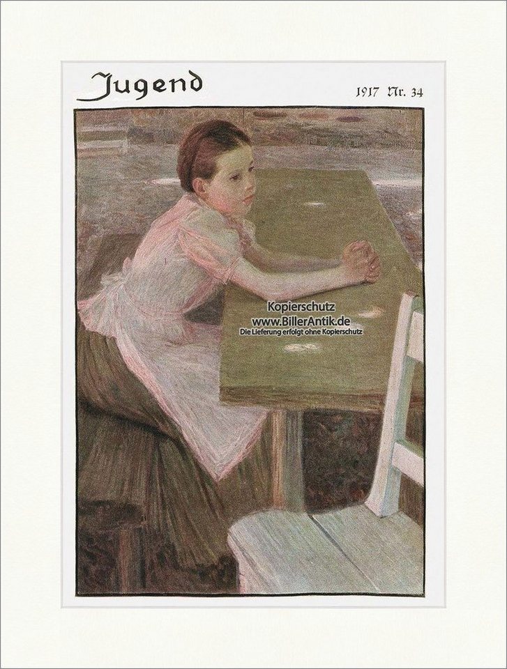 Kunstdruck Titelseite der Nummer 34 von 1917 Angelo Jank Kind Mädchen Tisch Jugen, (1 St) von OTTO