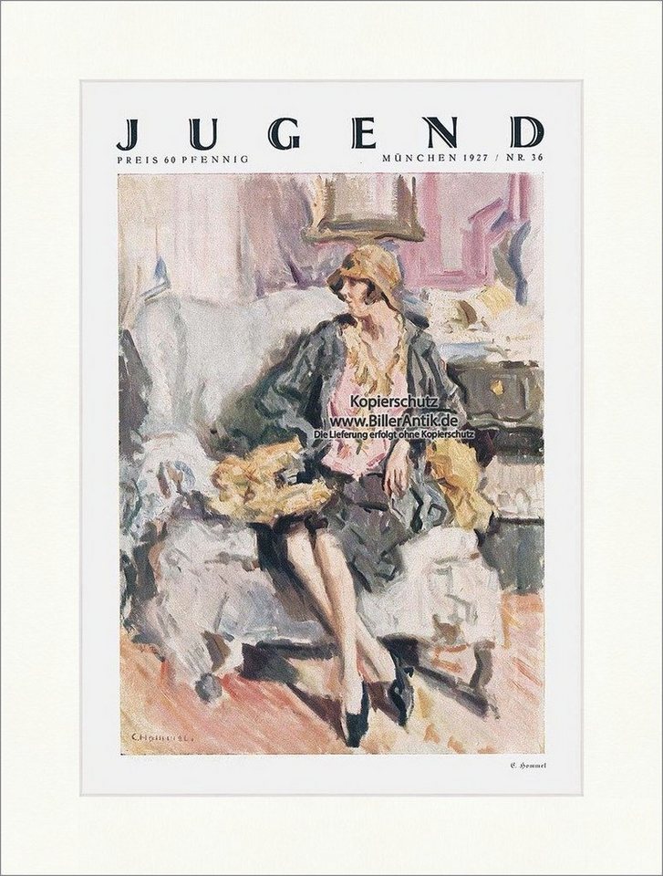 BillerAntik Kunstdruck Titelseite der Nummer 36 von 1927 Conrad Hommel Frau Potrait Sessel Ju, (1 St) von BillerAntik