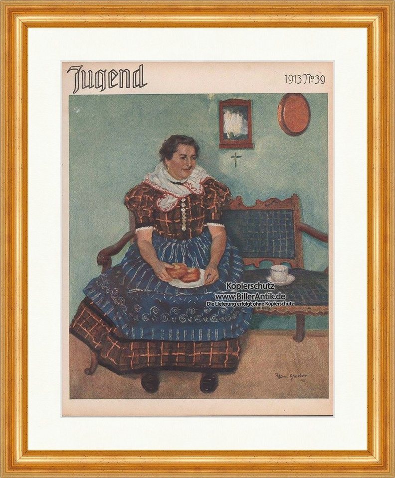 Kunstdruck Titelseite der Nummer 39 von 1913 Hermann Groeber Frau Bank Jugend 150, (1 St) von OTTO