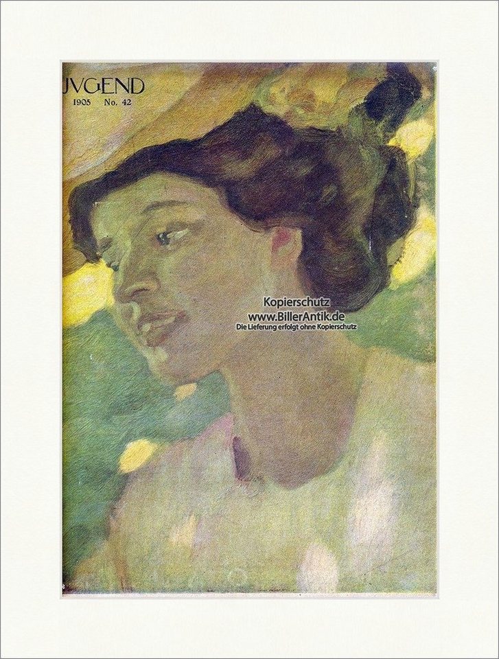 BillerAntik Kunstdruck Titelseite der Nummer 42 von 1905 Leo Putz Frau Portrait Jugend 3509, (1 St) von BillerAntik