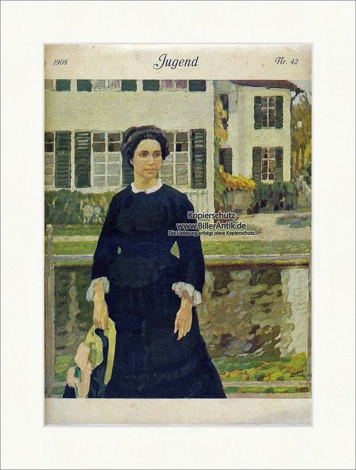 Kunstdruck Titelseite der Nummer 42 von 1908 Leo Putz Frau Zaun Garten Haus Jugen, (1 St) von OTTO