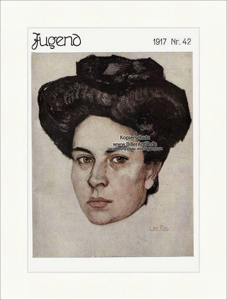 BillerAntik Kunstdruck Titelseite der Nummer 42 von 1917 Leo Putz Frau Portrait Georg Hirth J, (1 St) von BillerAntik