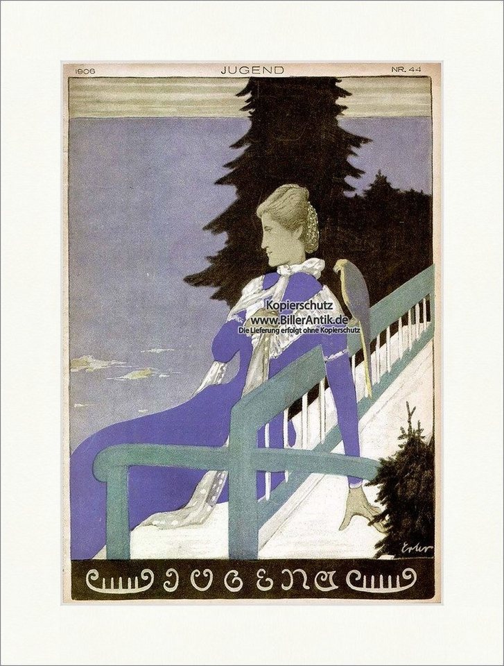 Kunstdruck Titelseite der Nummer 44 von 1906 Fritz Erler Vogel Meer Bank Frau Jug, (1 St) von OTTO