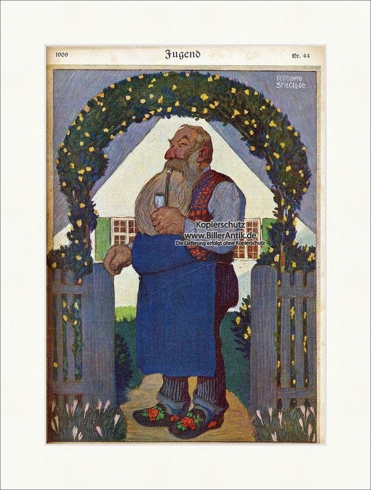Kunstdruck Titelseite der Nummer 44 von 1909 Ferdinand Spiegel Pfeiffe Zaun Jugen, (1 St) von OTTO