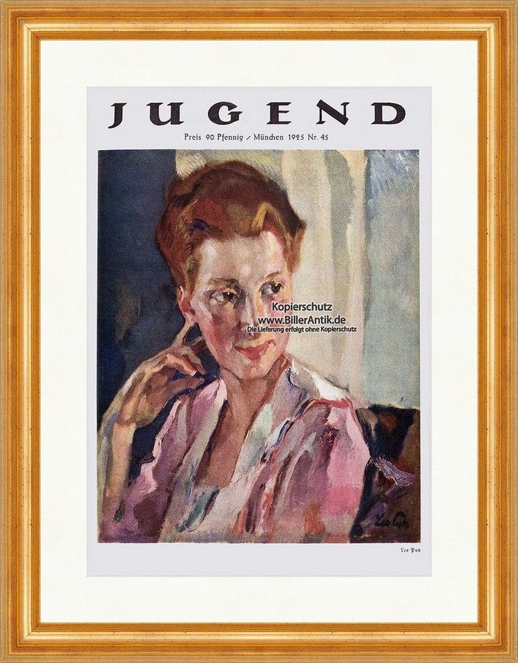 BillerAntik Kunstdruck Titelseite der Nummer 45 von 1925 Leo Putz Frau Portrait Jugend 4468 G, (1 St) von BillerAntik