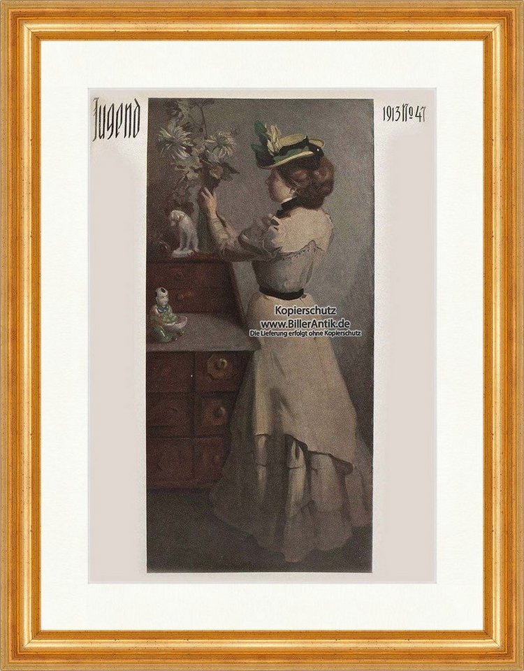BillerAntik Kunstdruck Titelseite der Nummer 47 von 1913 Leo Putz Georg Hirth Frau Jugend 393, (1 St) von BillerAntik