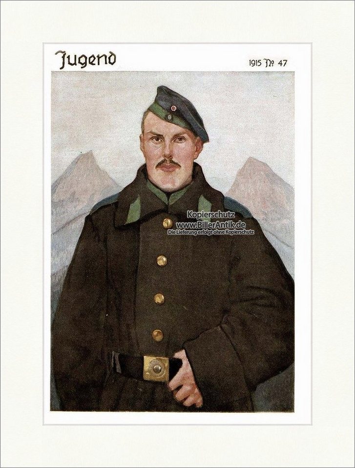 BillerAntik Kunstdruck Titelseite der Nummer 47 von 1915 Ferdinand Spiegel Bayrischer Jäger J, (1 St) von BillerAntik