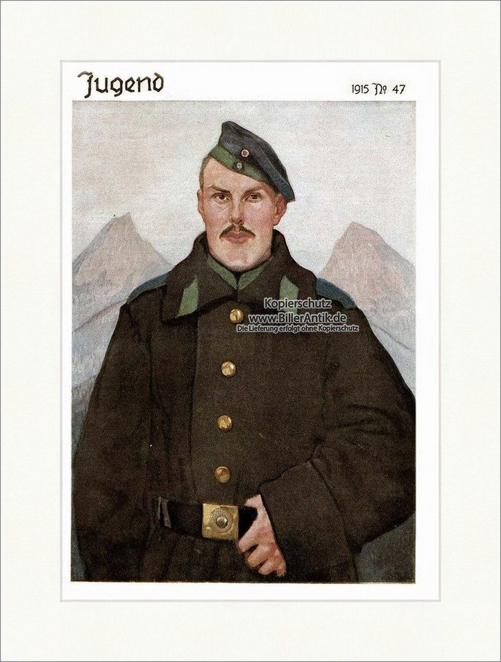 Kunstdruck Titelseite der Nummer 47 von 1915 Ferdinand Spiegel Bayrischer Jäger J, (1 St) von OTTO