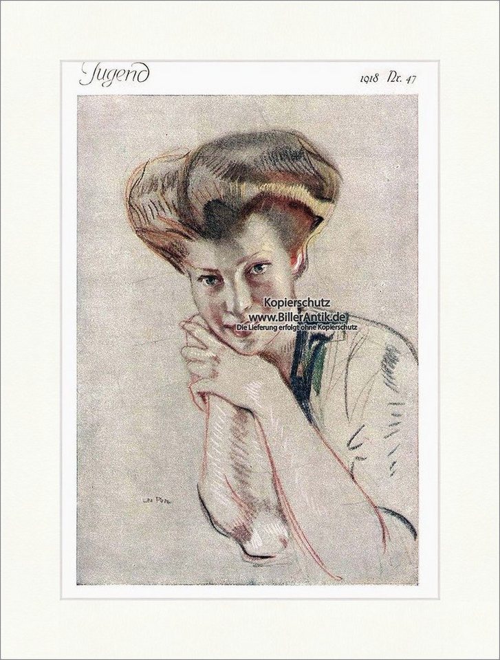 BillerAntik Kunstdruck Titelseite der Nummer 47 von 1918 Leo Putz Frau Portrait Jugendstil Ju, (1 St) von BillerAntik