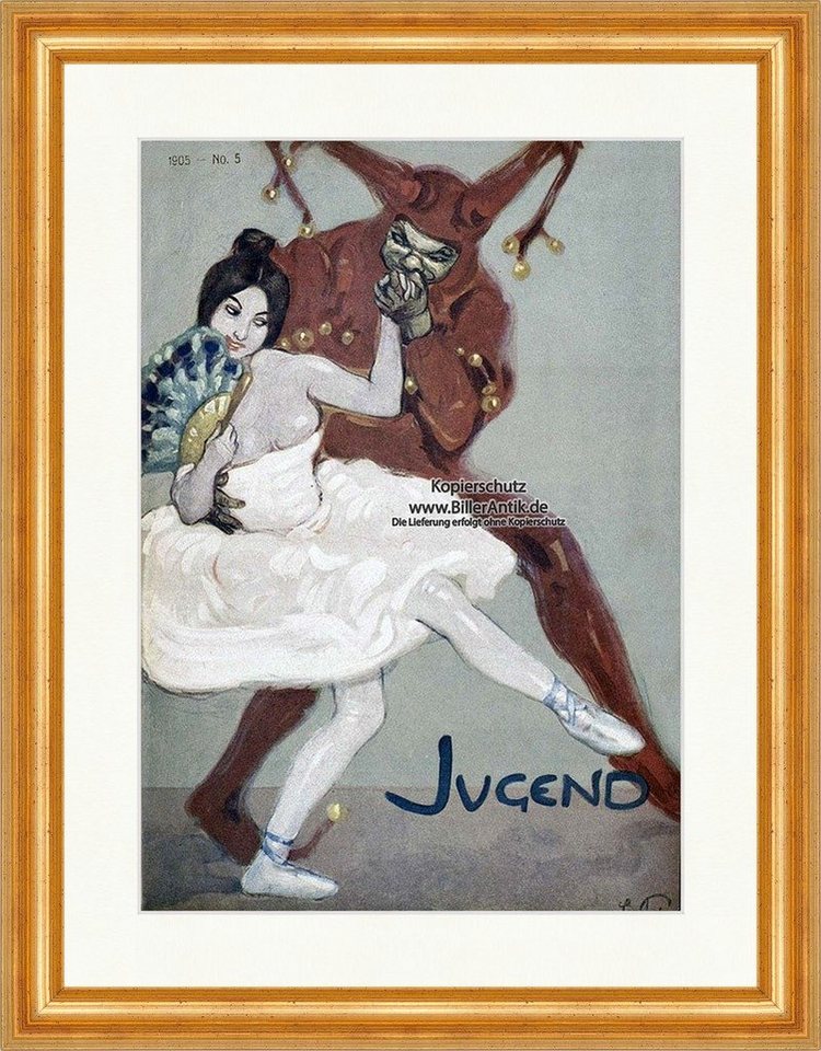 BillerAntik Kunstdruck Titelseite der Nummer 5 von 1905 Leo Putz Clown Ballerina Jugend 3472, (1 St) von BillerAntik