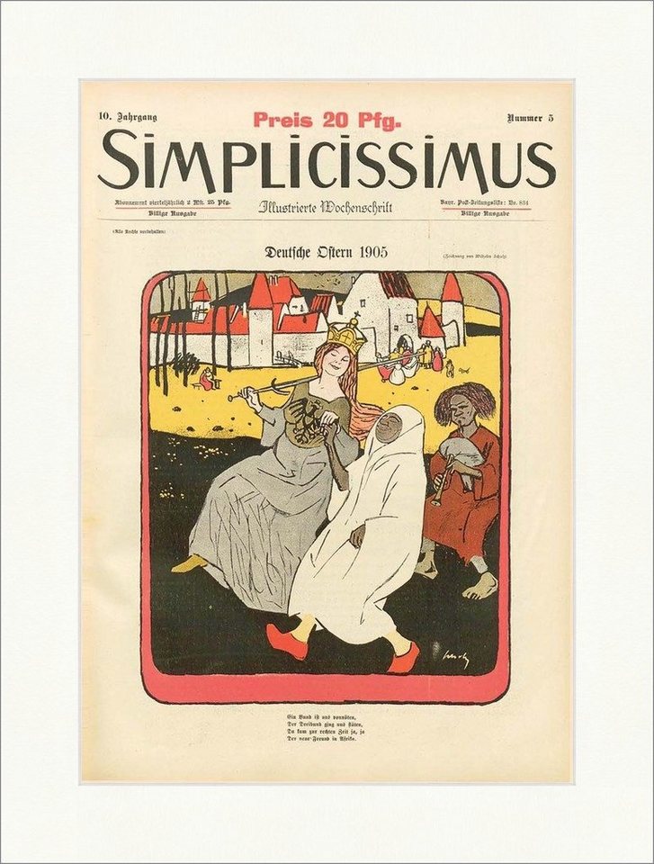 Kunstdruck Titelseite der Nummer 5 von 1905 Wilhelm Schulz Ostern Simplicissimus, (1 St) von OTTO