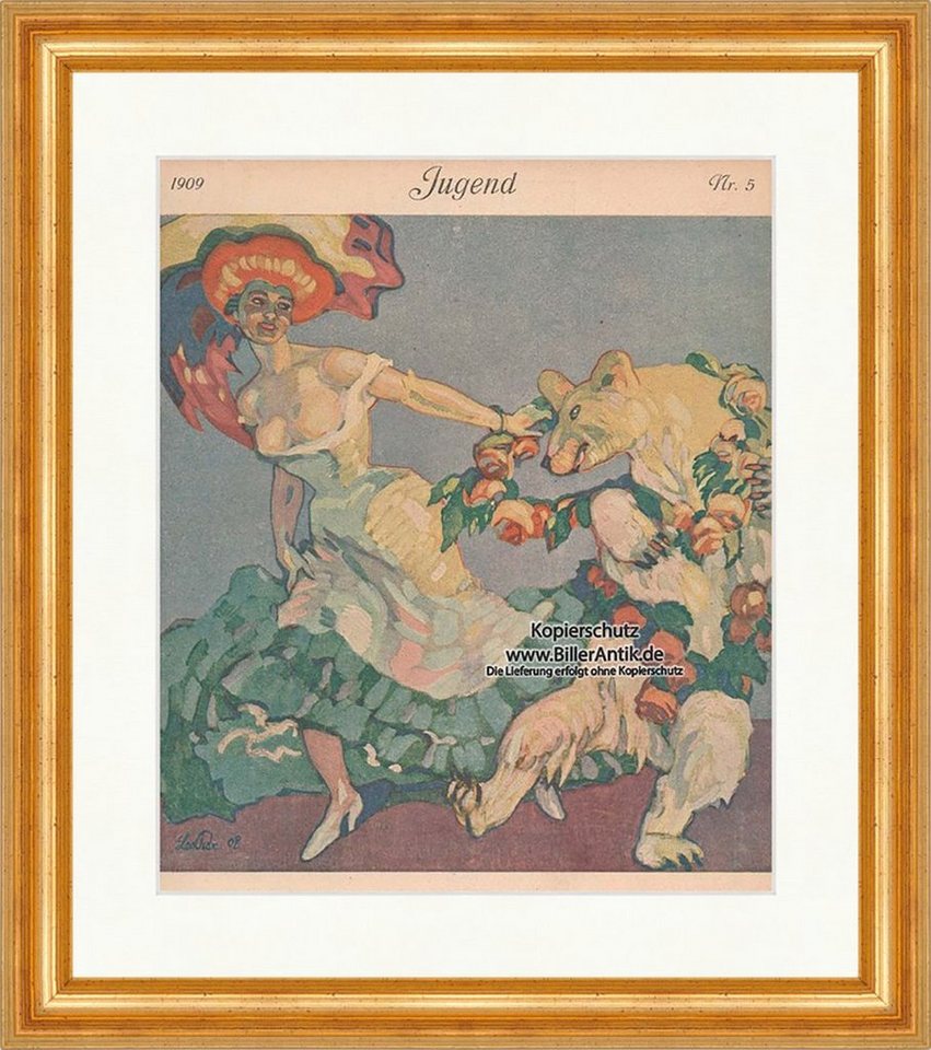 BillerAntik Kunstdruck Titelseite der Nummer 5 von 1909 Leo Putz Bär Kranz Hirth Jugend 1492, (1 St) von BillerAntik