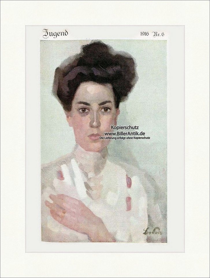BillerAntik Kunstdruck Titelseite der Nummer 6 von 1916 Leo Putz Frau Portrait Hirth Jugend 4, (1 St) von BillerAntik