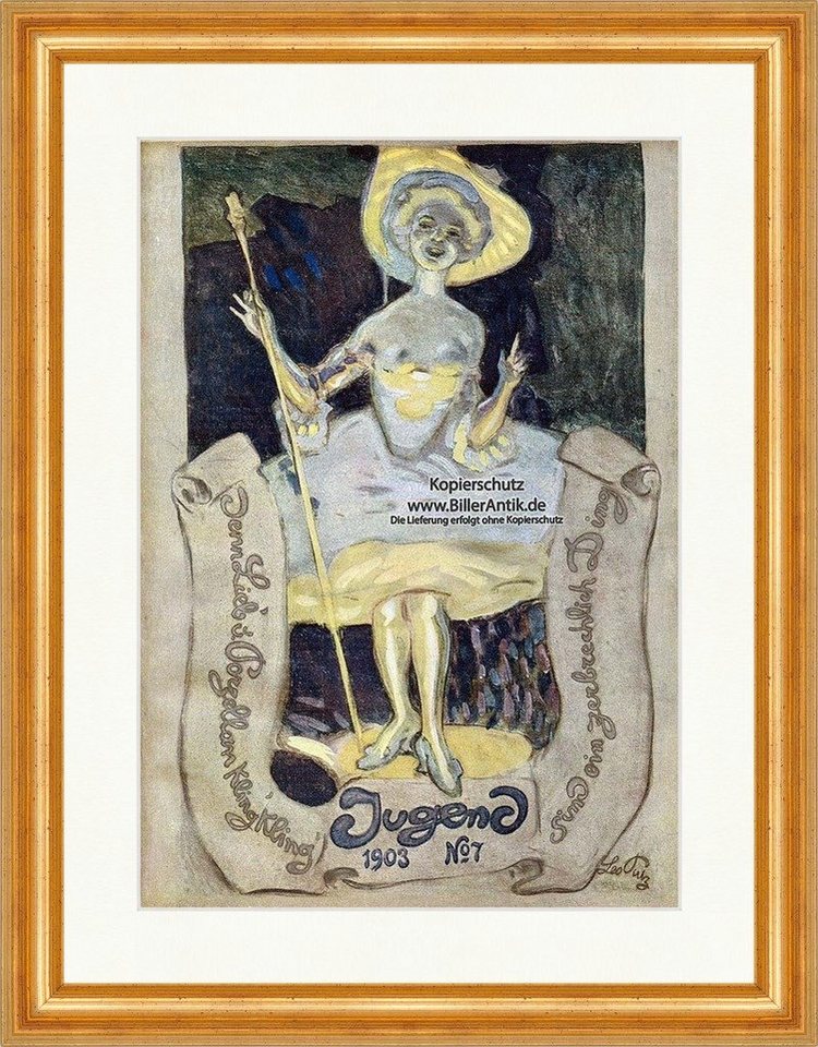 BillerAntik Kunstdruck Titelseite der Nummer 7 von 1903 Leo Putz Frau Hut Hirth Jugend 3370 G, (1 St) von BillerAntik