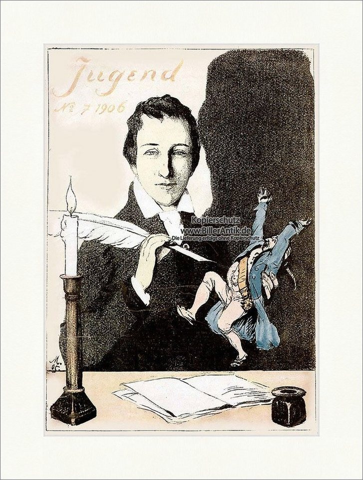 Kunstdruck Titelseite der Nummer 7 von 1906 Heinrich Heine Feder Kerze Jugend 352, (1 St) von OTTO