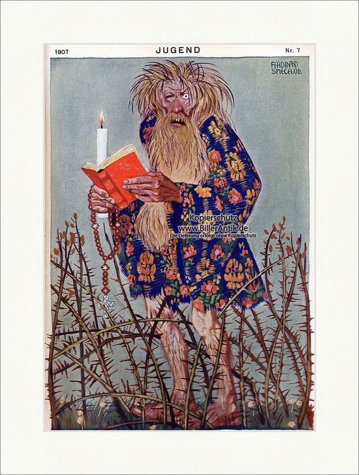 BillerAntik Kunstdruck Titelseite der Nummer 7 von 1907 Ferdinand Spiegel Rosenkranz Bart Jug, (1 St) von BillerAntik
