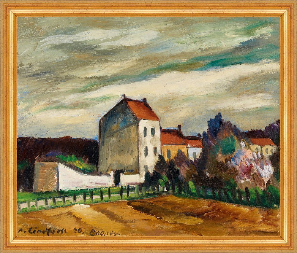 Kunstdruck Town view, Bogneux Anton Lindforss Städte Häuser Zaun Feld B A3 00604, (1 St) von OTTO