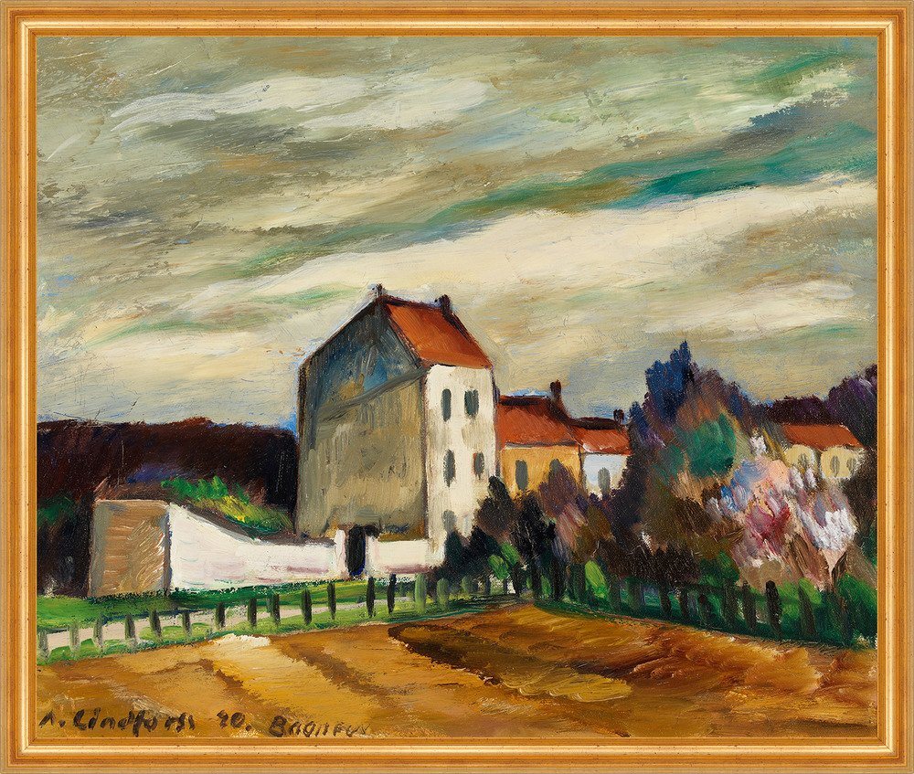 Kunstdruck Town view, Bogneux Anton Lindforss Städte Häuser Zaun Feld Dächer B A2, (1 St) von OTTO