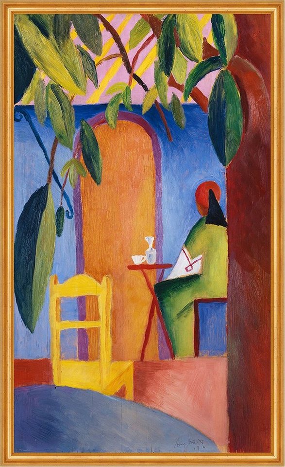 Kunstdruck Türkisches Cafe August Macke Stühle Tisch Bäume Tür Abstrakt Blätter B, (1 St) von OTTO