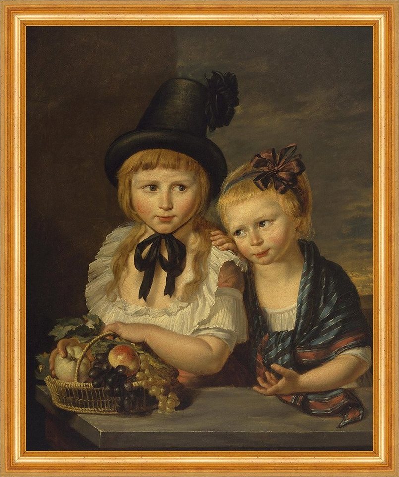 BillerAntik Kunstdruck Two Children Martin Drolling Kinder Mädchen Hut Haarreif Obst B A3 028, (1 St) von BillerAntik