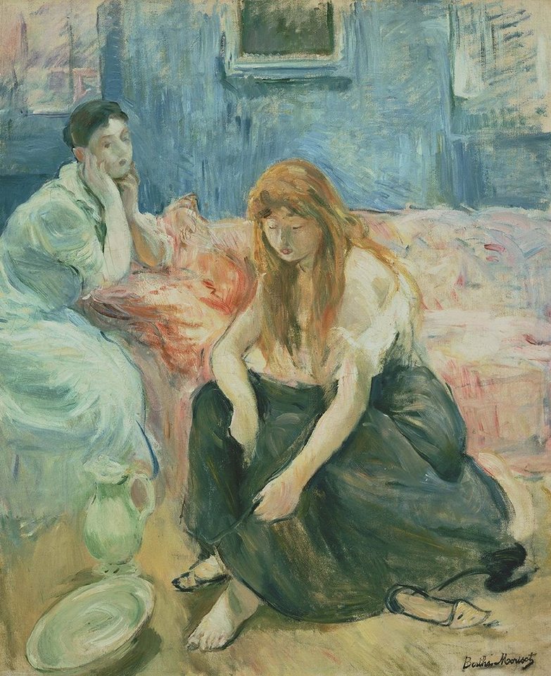 BillerAntik Kunstdruck Two Girls Berthe Morisot Mädchen Frauen Wohnzimmer Kanne Schale Sofa B, (1 St) von BillerAntik