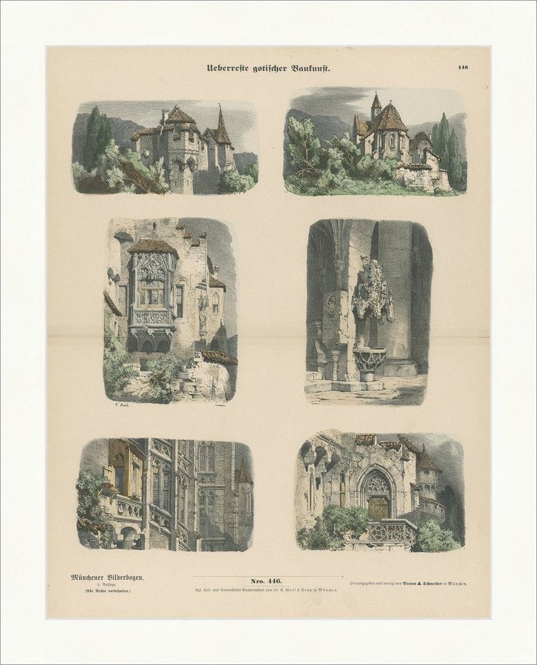 Kunstdruck Überreste gotischer Baukunst F. Knab Fenster Holzstich Münchener Bilde, (1 St) von OTTO
