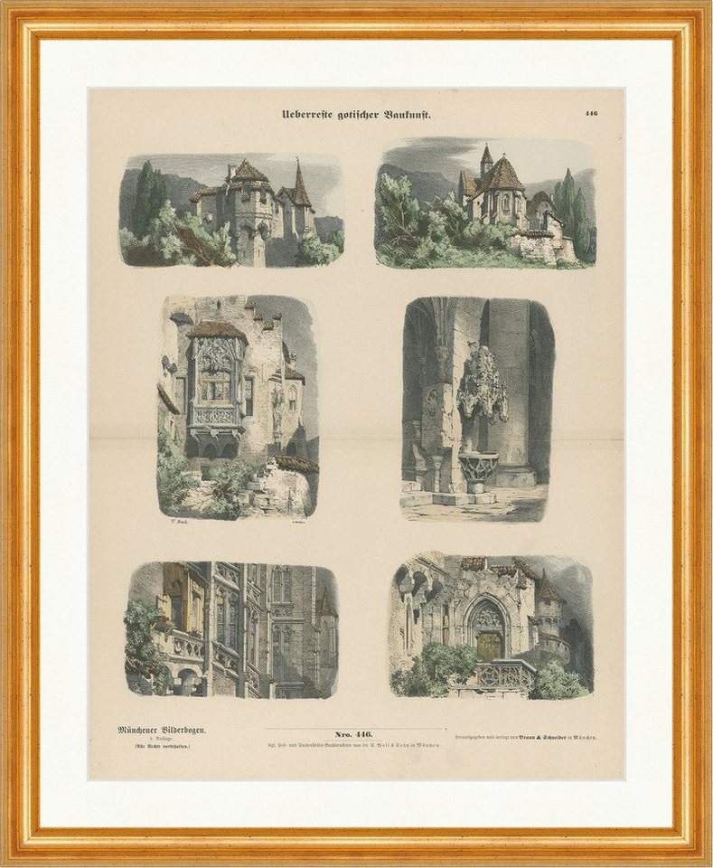 BillerAntik Kunstdruck Überreste gotischer Baukunst F. Knab Fenster Münchener Bilderbogen 446, (1 St) von BillerAntik