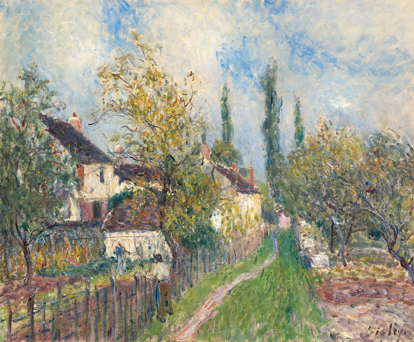 Kunstdruck Un sentier aux Sablons Alfred Sisley Frankreich Landschaft Dorf Zaun B, (1 St) von OTTO