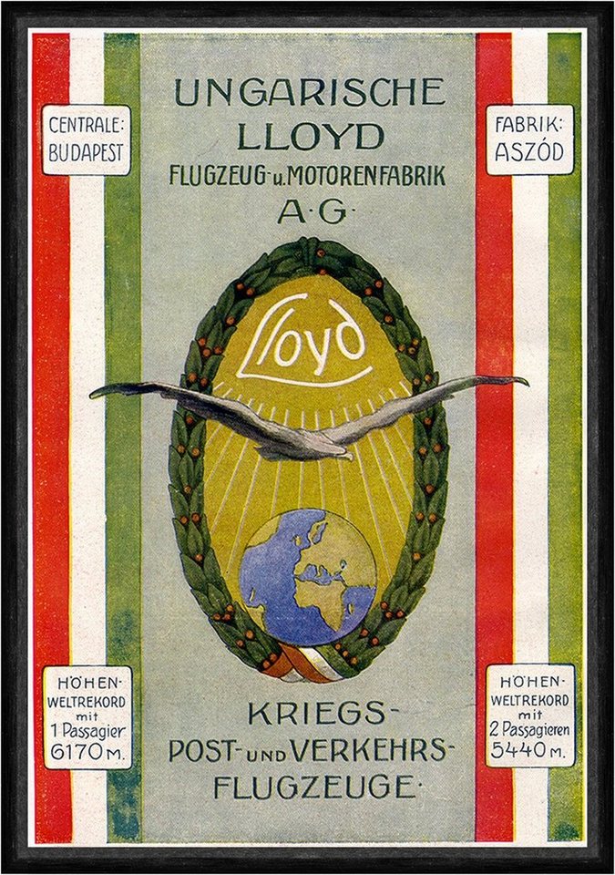 BillerAntik Kunstdruck Ungarische Lloyd Kriegs- Post- Verkehrsflugzeuge Plakat Braunbeck Faks, (1 St) von BillerAntik