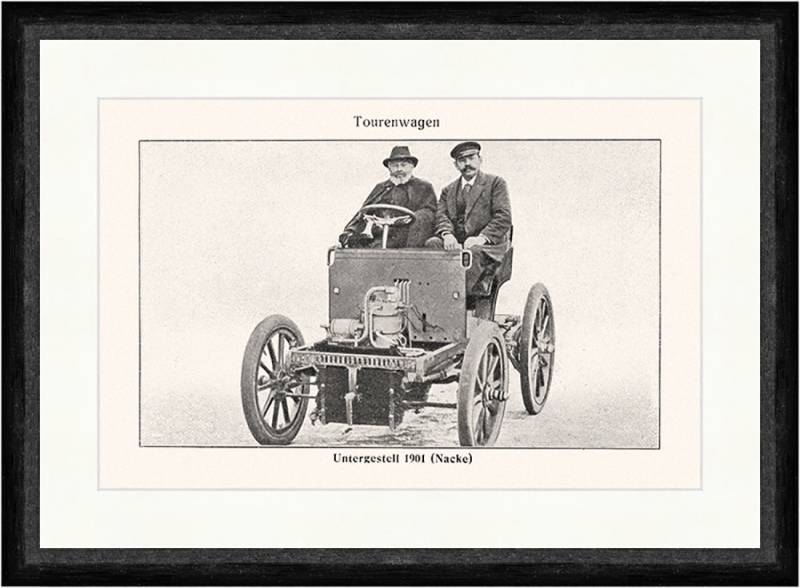 BillerAntik Kunstdruck Untergestell 1901 Nacke Tourenwagen Zweisitzer Speichen Faks Sport 058, (1 St) von BillerAntik