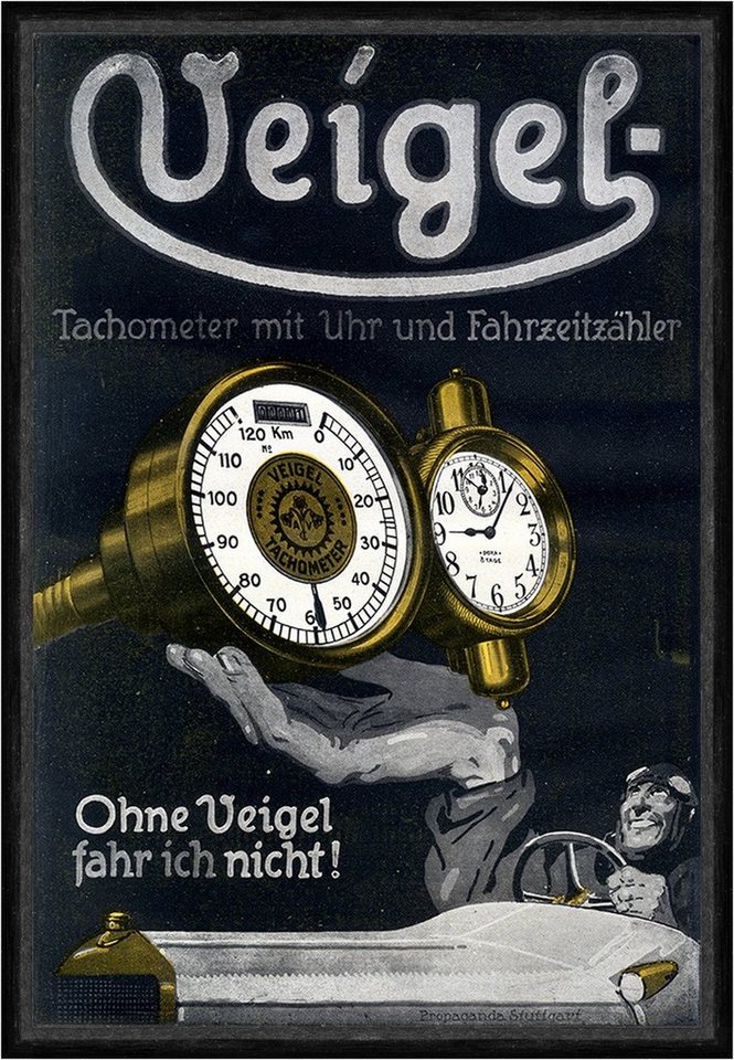 BillerAntik Kunstdruck Veigel Tachometer Walzentacho Uhr Fahrzeitzähler Plakat Braunbeck Faks, (1 St) von BillerAntik