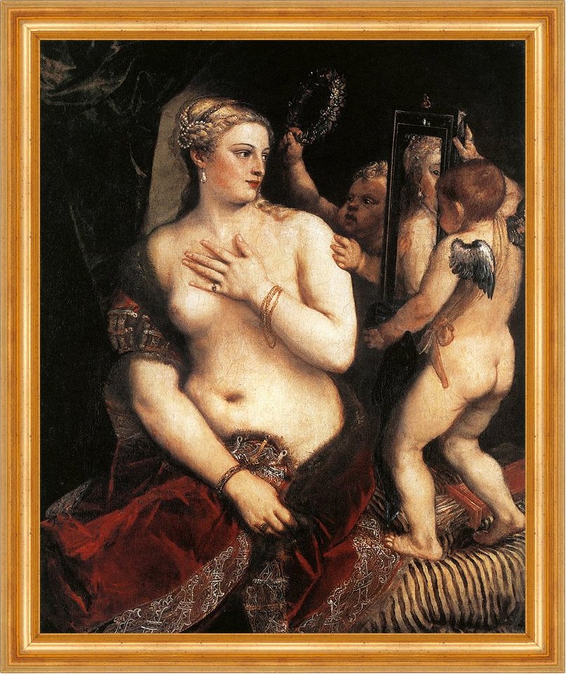 BillerAntik Kunstdruck Venus mit Spiegel Tizian Vecellio Schönheit Liebe Engel Sankt H A3 028, (1 St) von BillerAntik