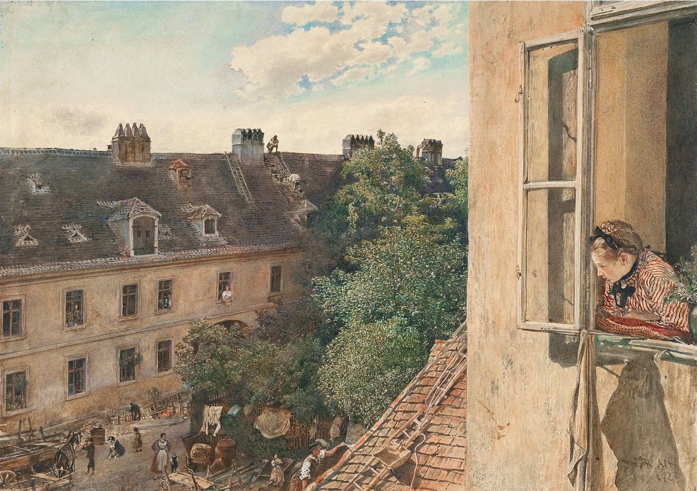 Kunstdruck View of the Alservorstadt Rudolf von Alt Städte Fenster Hof Dächer B A, (1 St) von OTTO